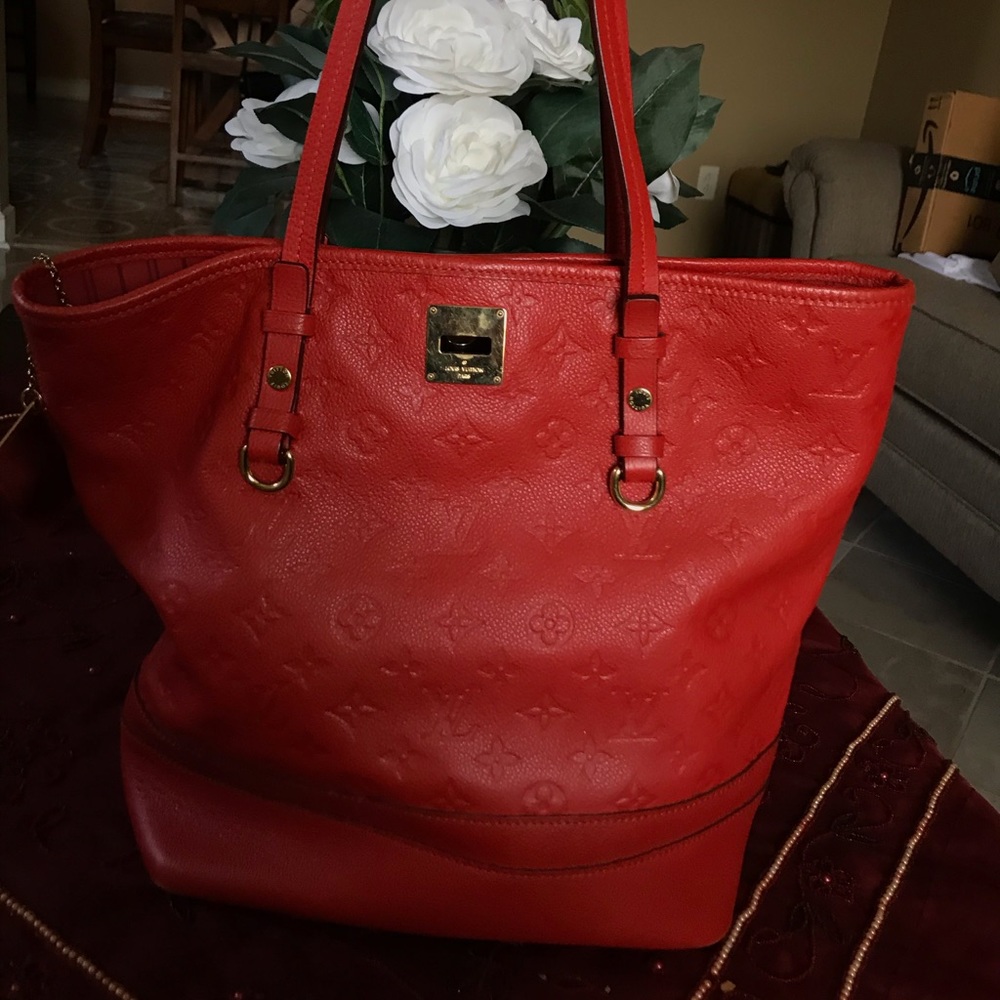 Red Louis Vuitton Empreinte Leather Monogram Tote